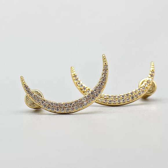 Anthropologie Embellished Crescent Earrings - Picture 2 of 6